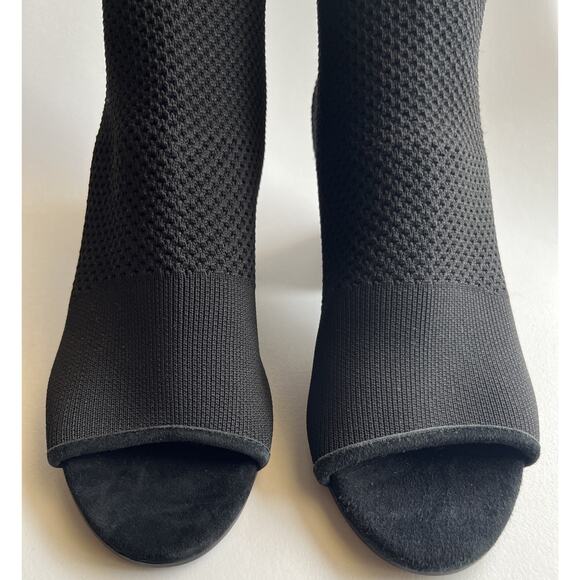 Eileen Fisher Croft Stretch Knit Open Toe Bootie Sz 9 Black Stretch Knit - Picture 6 of 14
